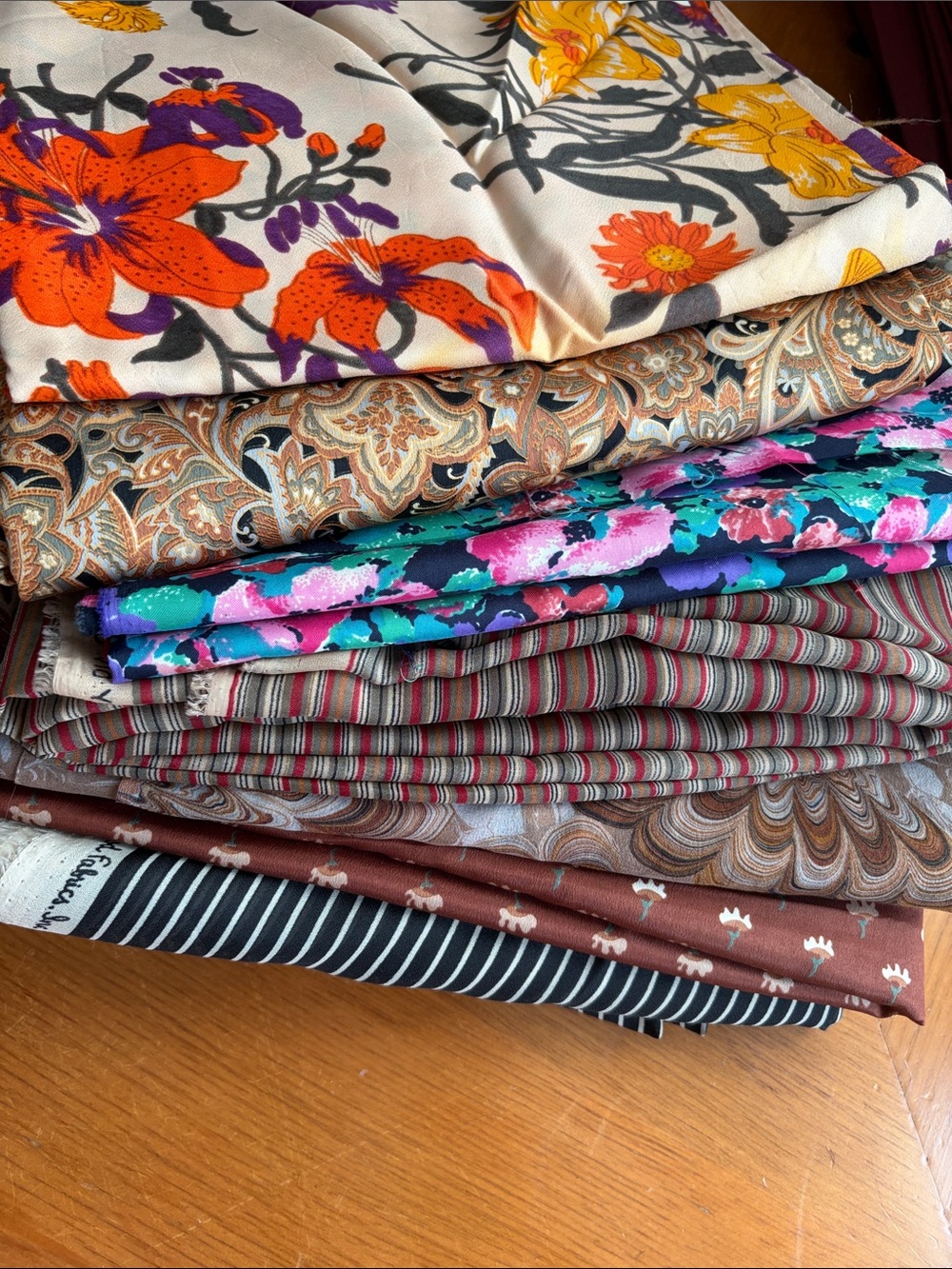 Fabric, SET Silky Polyester, Set, 7 Pieces, Vintage